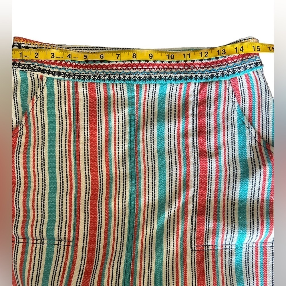 Anthropologie Size 8 Orange Blue Striped Mini Skirt Boho - Picture 5 of 10